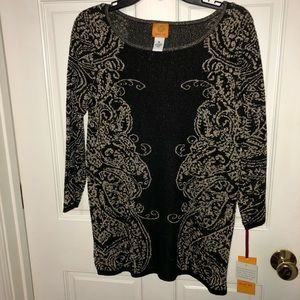 Holiday black / metallic Gold New Tunic Sweater Ruby Rd.  tunic NWT $59
